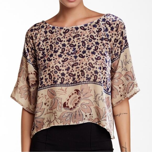 Chaser Folkloric Tapestry Silk Blend Boat Neck Top - Picture 12 of 12